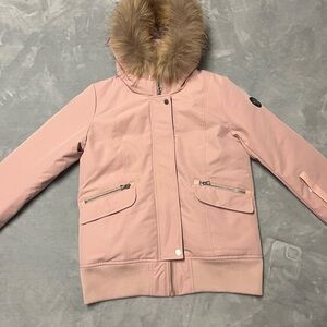 🇨🇦 Pink Women’s Jacket with Faux Fur Hood